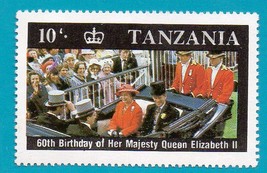 Mint Tanzania Postage Stamp (1987) Queen Elizabeth 60th Birthday Scott C... - $37.09 MXN