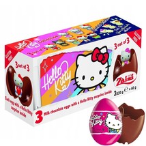 Zaini Hello Kitty Milk Chocolate Surprise Eggs With Collectible Prize Box 3pcs - £9.78 GBP+