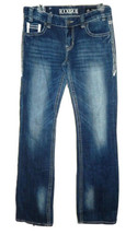 Rock &amp; Roll Cowgirl Women&#39;s 29x36 (31x33 3/4) Riding Denim Blue Jeans Distressed - £19.69 GBP