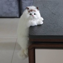Realistic Cat Stuffed Animal - Cute White Kitten Plush Toys For Home Decor, Hang - £12.10 GBP