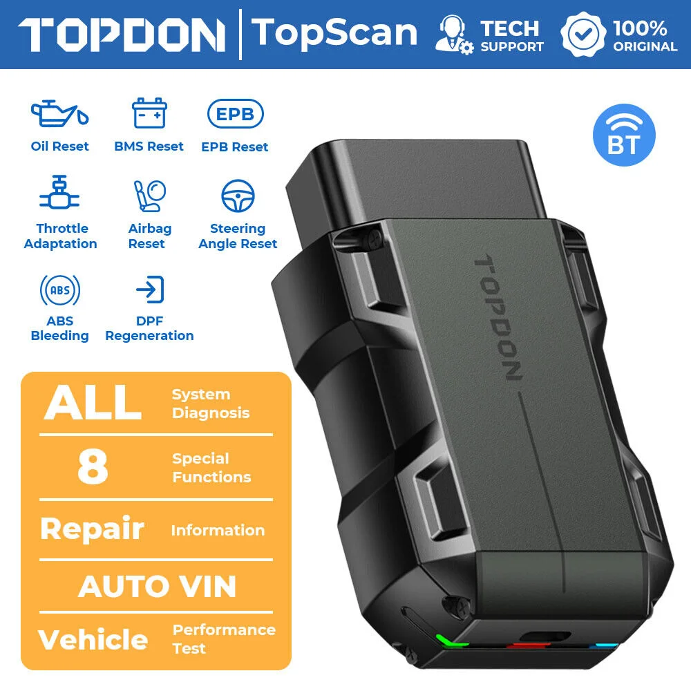 TOPDON TopScan Lite Scanner Smart Diagnostic Tool DTC Repair Guide Bluetooth OBD - £118.80 GBP