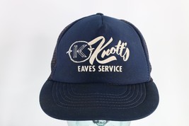 Vintage 80s Distressed Knott&#39;s Eaves Service Spell Out Trucker Hat Snapback Blue - £19.32 GBP