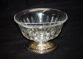 Old Vintage Round Divided Candy Nut Dish Cut Glass Vertical w Silver Plate Base - £11.66 GBP