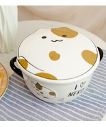 Pack Of 2 Calico Maneki Neko Lucky Cat Porcelain Kids Food Bowls W/ Lid ... - $41.01 CAD