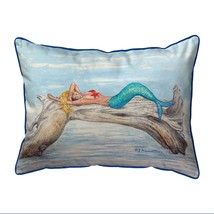 Betsy Drake Mermaid on Log Small Indoor Outdoor Pillow 11x14 - £39.56 GBP