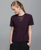 Lululemon Women Small Purple Perfectly Perfed Mesh Short Sleeve Top Blou... - $28.04