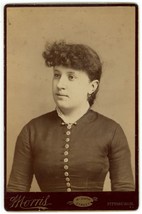 Antique Circa 1880s Cabinet Card Morris Beautiful Young Woman  Pittsburgh, PA - £7.42 GBP