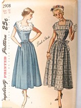 Retro UNUSED 1940s Sewing Pattern Simplicity #2908 1 PC Dress Size 12 Bu... - $33.66