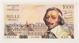 1956 France 1000 Francs Note in VF Condition P #138 - £63.29 GBP