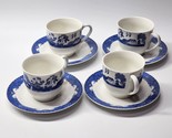 American Atelier Blue Willow Cup &amp; Saucer Set - Oven, MW/DW Safe - Set Of 4 - £24.03 GBP