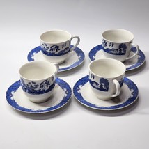 American Atelier Blue Willow Cup &amp; Saucer Set - Oven, MW/DW Safe - Set Of 4 - £23.88 GBP