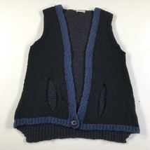 Crossley Cardigan Sweater Vest Womens Small Blue Black Deep V Neck Chunk... - £18.26 GBP