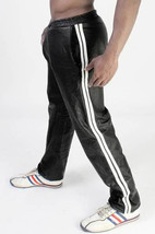 Leather Pants Men Pant Trousers Slim Biker Fit Men&#39;s Jeans Style Real Black 51 - £100.15 GBP