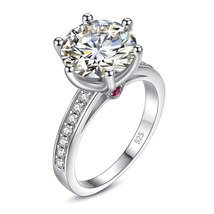 Massive 10mm 4 Carat Moissanite Ring Women Pure Silver 925 6 Claw Certificated E - £128.88 GBP