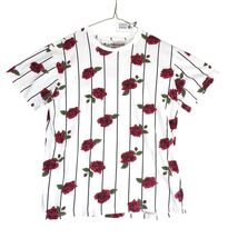 Knickerbocker Striped Red Roses T-Shirt Women&#39;s L Short Sleeves Whimsigo... - $20.00