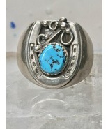 Horseshoe ring size 12.75 Navajo band turquoise Good Luck sterling silve... - $5,051.56 MXN