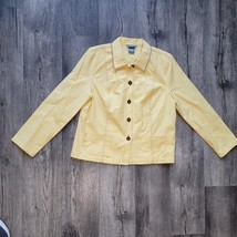 NWOT Koret City Blues Jacket Womens 14 Yellow Denim Blazer Long Sleeve - $14.84