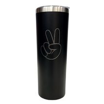 Peace Sign Hand Black 20oz Skinny Tumbler LA5054 - £15.79 GBP