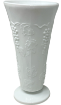 Vintage Colony Harvest Grapevine White Milk Glass Footed Vase 7.75" image 5