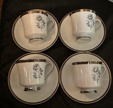 Royal Song Moonlight Rose Coffee cup Saucer Set (8 Piece Platinum Trim P... - $32.00