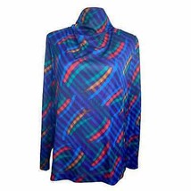 Vintage Devon High Neck Blouse Size S Long Sleeves Geometric Retro Vibrant - £10.19 GBP