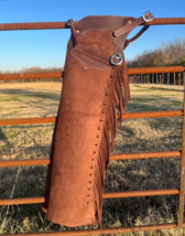 Western Wear Shotgun Chaps Suede Leather Handmade Fringe Cowboy Rowdy St... - $99.77+