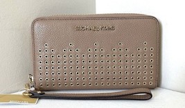 New Michael Kors Hayes Large Flat Phone Case Wallet Leather Dark Khaki - £41.81 GBP