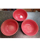 Swirl Red Bowls 6 1/2&quot; Set of 3 Hand Painted Dishes Replacement - $658.39 MXN