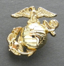 US MARINE CORPS ENLISTED LAPEL PIN 1 INCH EAGLE GLOBE ANCHOR GOLD COLORED - £4.50 GBP