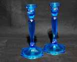 Antique 1920s FENTON Stretch Glass CELESTE BLUE Colonial 8¾&quot; Candlestick... - $54.42