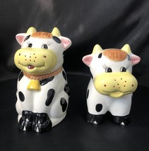 Houston Harvest Holstein Cow Ceramic Sugar &amp; Creamer Set Country Farmhouse Decor - £22.00 GBP