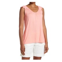 Ellen Tracy Sleeveless Lounge Shirt V-Neck Coral Polka Dot Women&#39;s X-Small - $24.75