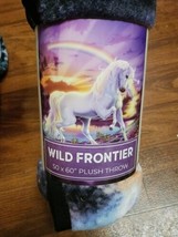 NEW Wild Frontier Unicorn Rainbow Lake 50&quot;×60&quot; Plush Throw Blanket Soft Durable - £11.76 GBP