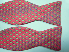 NEW Peter Blair Pink With Green, Blue Polo Helmets, Sticks Silk Bow Tie USA - £21.23 GBP