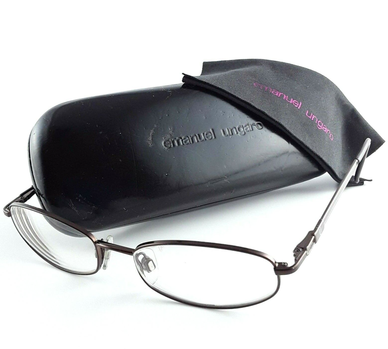 Emanuel Ungaro Brown Metal Eyeglass Frames w/ Case Cloth 50-17-135 Made ... - $24.23