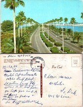 Florida Clearwater Beach Causeway Palms Posted 1968 to Haverhill MA Postcard - £7.42 GBP