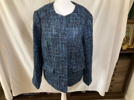 Talbots Women&#39;s Size 12 Blazer Shades Of Blue Tweet Snap-Up Dry Clean - £92.15 GBP