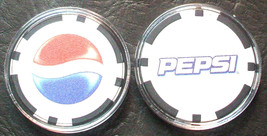 (1) Pepsi Cola Poker Chip Golf Ball Marker - Black - Classic Pepsi Logo - $7.95
