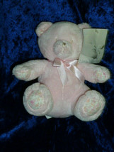 Little WONDERS/SEARS Bear Pink , Pink Satin Bow, Rattle, Stitched Eyes Nwt 8&quot;H - £118.69 GBP