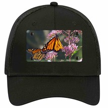Butterfly Monarch On Flower Novelty Black Mesh License Plate Hat - £23.11 GBP