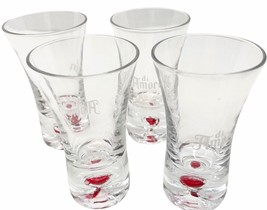 Set of 4 Di Amore Cordial Liqueur Shot Glass Hand Blown Red Bubble Strai... - £21.84 GBP