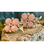 Vintage Pink Lucite Flower Clip-On Earrings | Mid-Century Floral Cluster... - $32.00