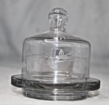 Princess House Heritage Individual Covered Butter Dish Glass Etched Vine Print - £8.30 GBP