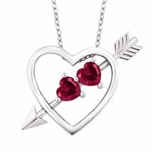 SwaraEcom 14K Rose Gold Plated Heart Shape Red Cubic Zirconia Heart &amp; Arrow Love - £47.01 GBP