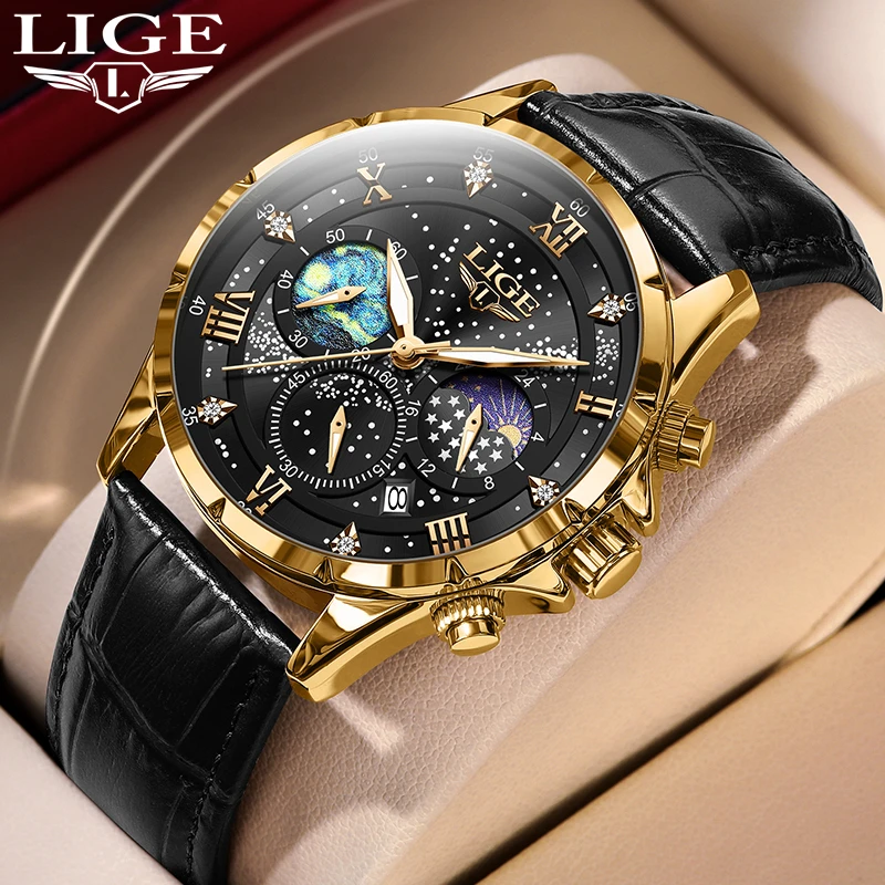 New Mens Watch Business Male Quartz Wristwatch Leather Waterproof Lumino... - $51.58