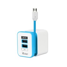 [Pack Of 2] Reiko 2 Amp Dual Port Portable Travel Adapter Charger In Blue - £25.17 GBP