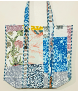 Indian White Patchwork Quilted Shoulder Bag Women&#39;s Beach Cotton Tote Ha... - $36.33 CAD