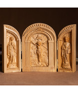 Wooden Catholic Triptych Religious Gifts Wooden Catholic Home Altar Jesu... - £54.80 GBP