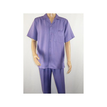Men 2pc Walking Leisure Suit Short Sleeves By DREAMS 256-29 Solid Lavender image 2