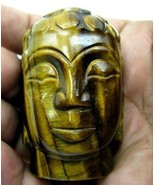 680CT NATURAL TIGER EYE CARVED LORD BUDDHA SCULPTURE ART WORK STATUE - $80.75